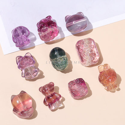 Natural color fluorite small carving