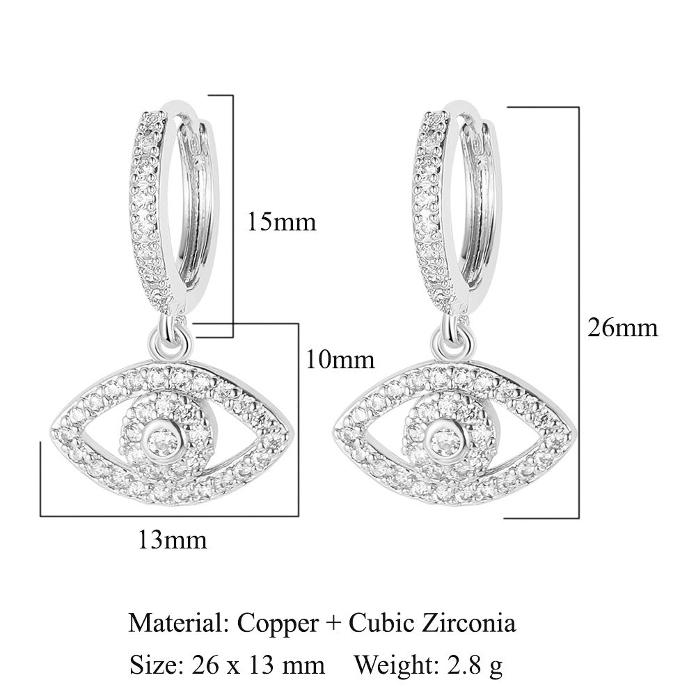 Pendientes de mujer con forma de estrella en forma de media luna y circonitas de cobre 