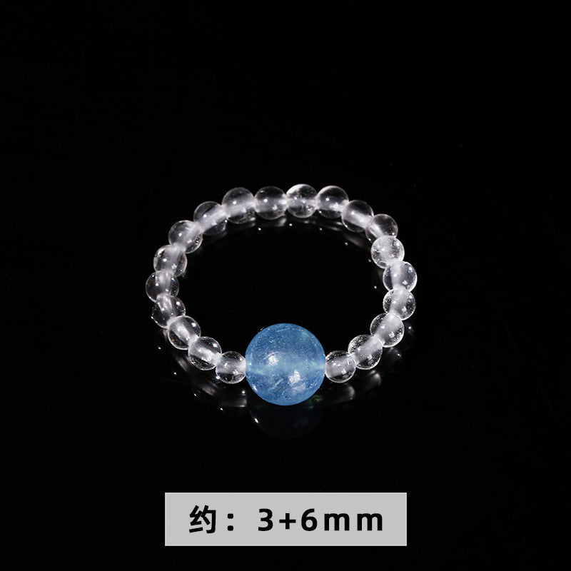 7A Natural White Crystal Aquamarine Top Bead Bracelet