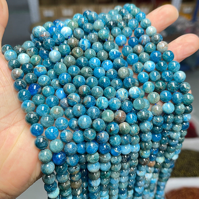 Perlas sueltas de mineral de apatita azul natural 