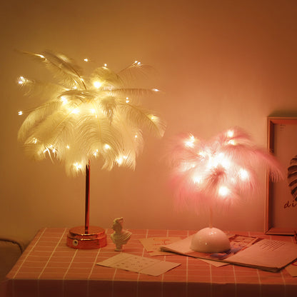 Feather lamp table lamp night light string