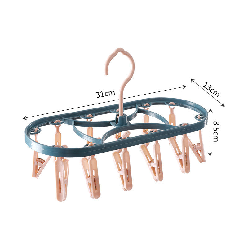 Plastic Drying Rack, 12-Clip Windproof Multi-Functional