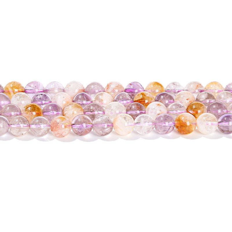 Natural Purple Yellow Asai Crystal Loose Bead Amethyst Bracelet