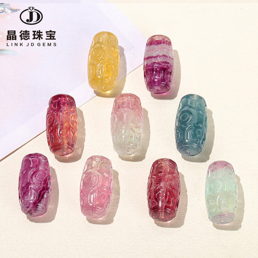 Color fluorite paper pattern barrel bead crystal engraving accessories