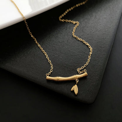 Titanium Steel Lucky Bamboo Necklace