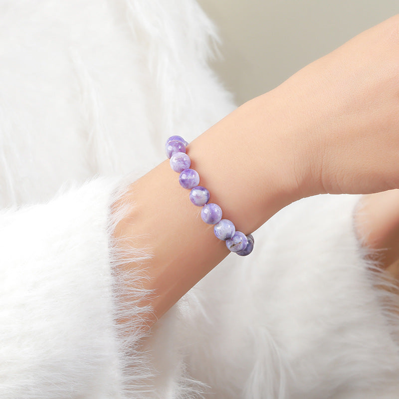 7A Natural Milk Cover Purple Jade Crystal Bracelet