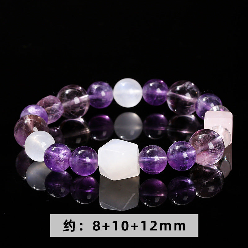 7A Natural Ice Transparent Amethyst Round Bead Bracelet