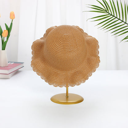 Adjustable Kids Wave Straw Hat Sun Protection Hat Blank