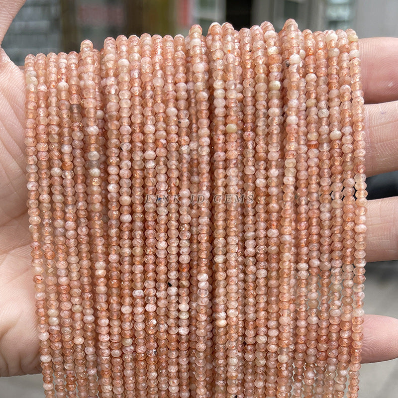 2 * 3Mm natural golden sunstone cut abacus beads