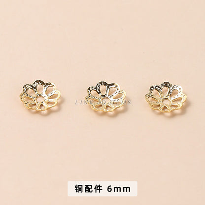 14/18K gold nine-character needle ball needle flower holder copper ring heart shape