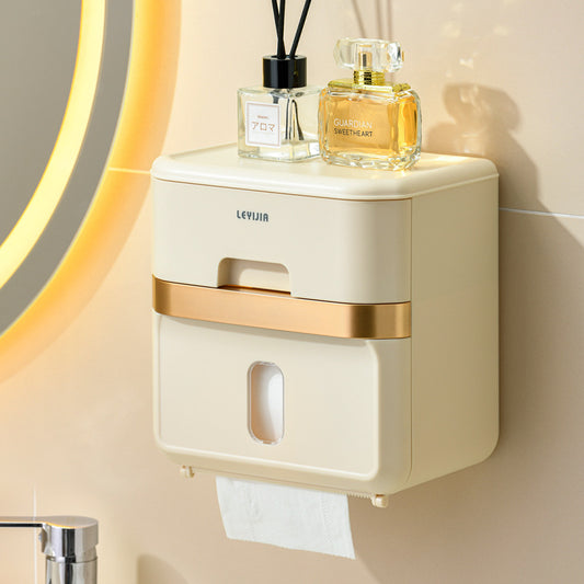 Cream Wall-Mounted Tissue Holder