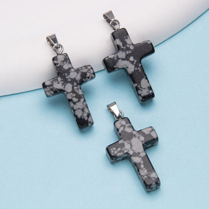 Natural Stone Cross Crystal Agate Pendant