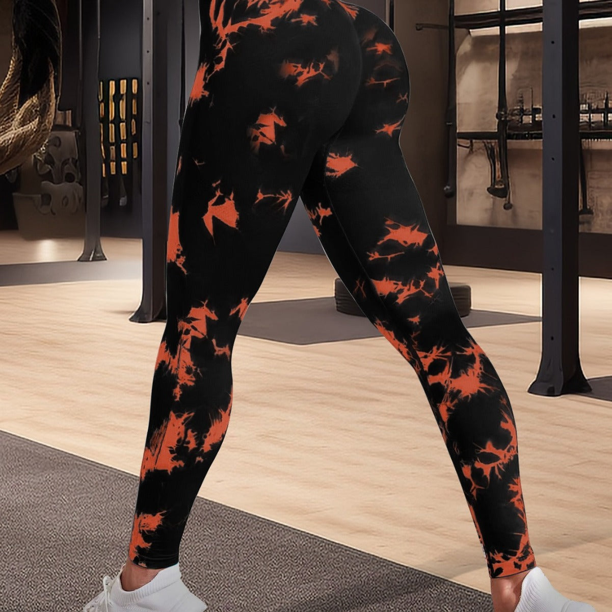 European Tie-Dye Floral High-Waist Yoga Pants