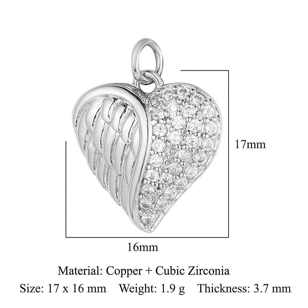 Crown peach heart colorful love copper zircon pendant