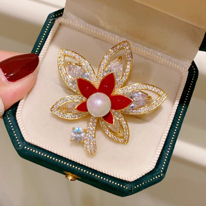 Maple leaf pearl corsage