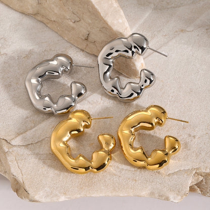 C-shaped titanium steel earrings