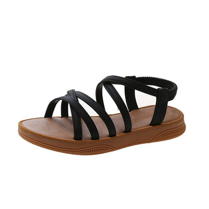 Elastic flat-soled soft-soled sandals