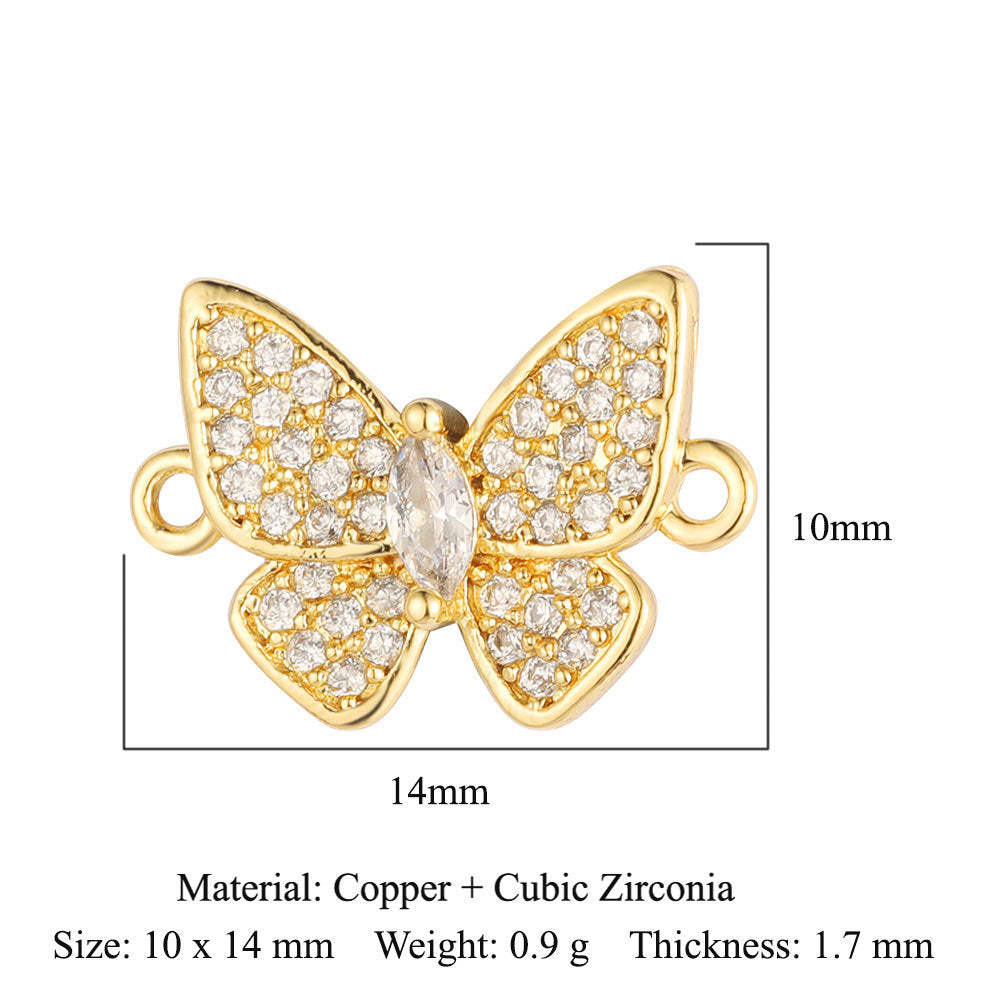 Cactus round zircon double hole copper accessories