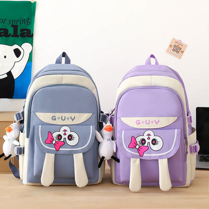 Five-piece backpack cute rabbit student book