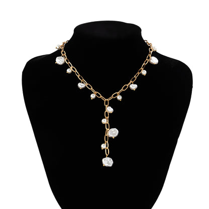 Light luxury imitation pearl fringed temperament necklace