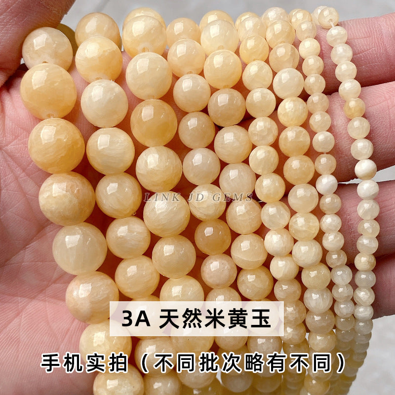 Yellow chalcedony loose beads DIY jewelry accessories