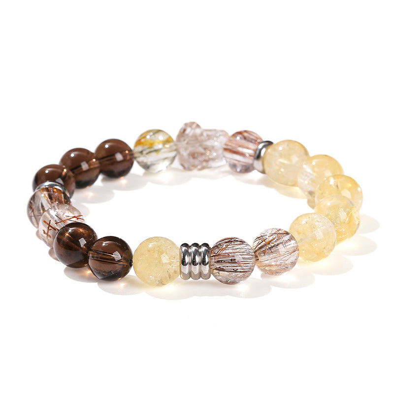 Natural Color Hair Crystal Citrine Mixed String Bracelet