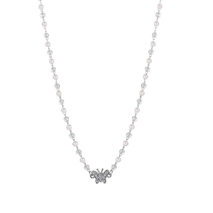 Rhinestone Butterfly Clavicle Necklace