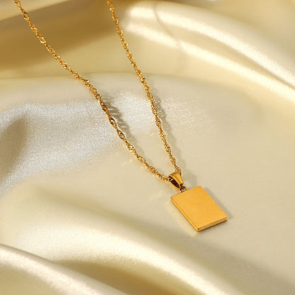 18K Rectangular Sun Pendant Necklace