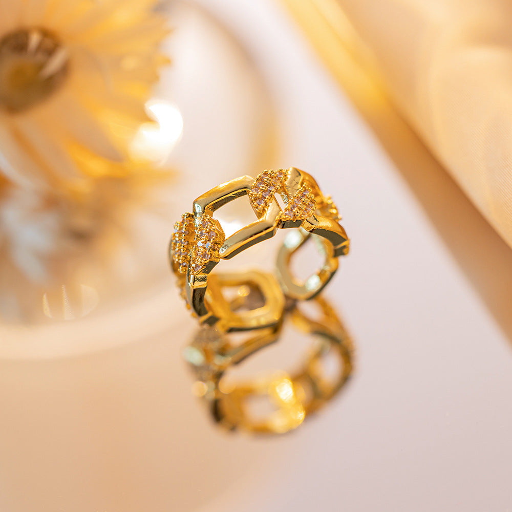 Real gold electroplated zircon ring.