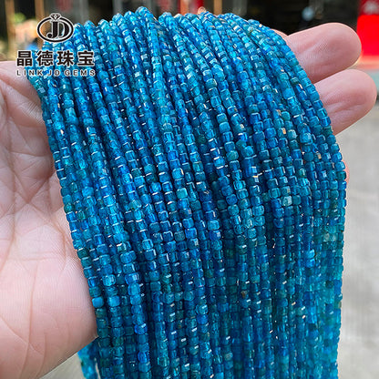 2Mm natural blue apatite small square loose beads