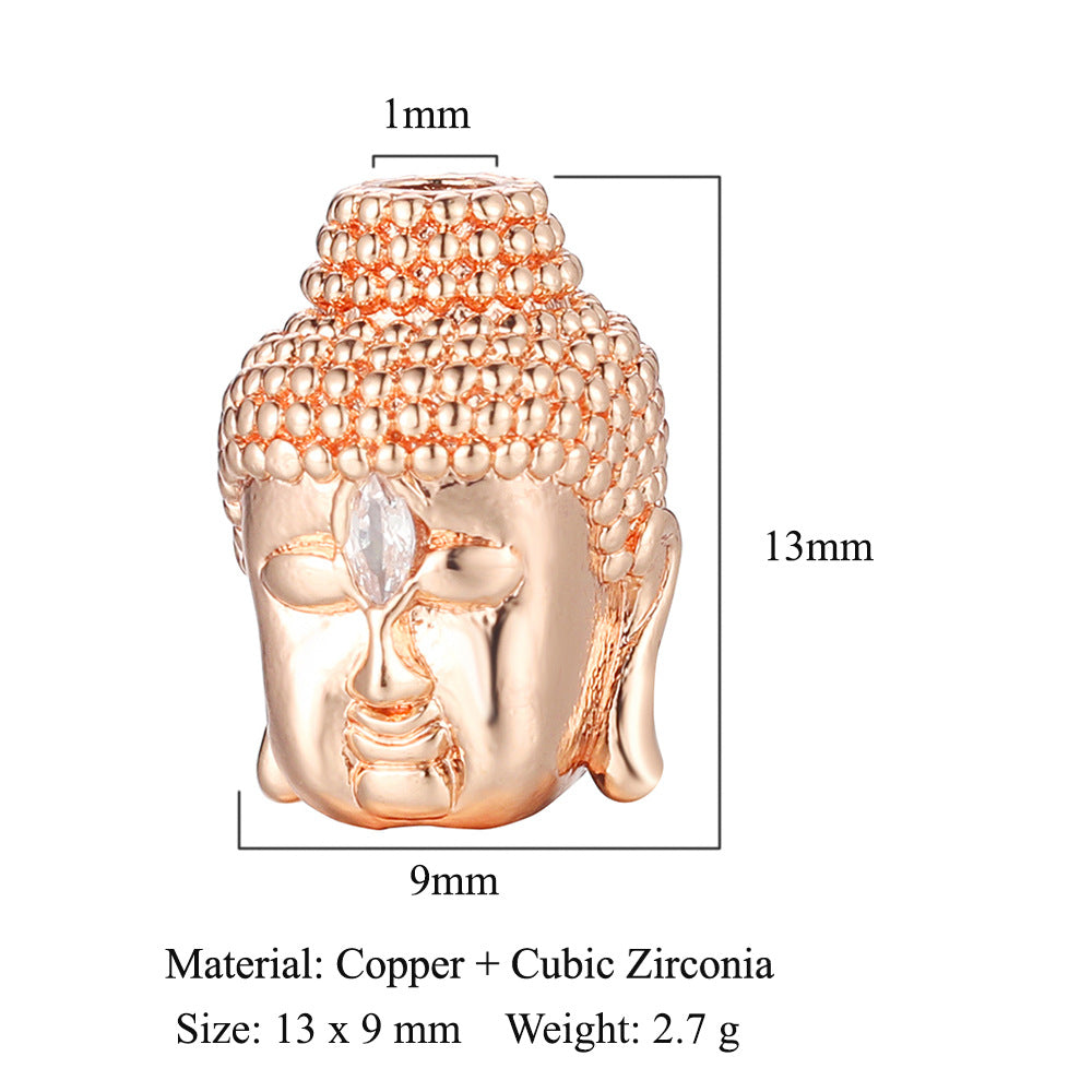 Buddha head skull copper zircon spacer beads