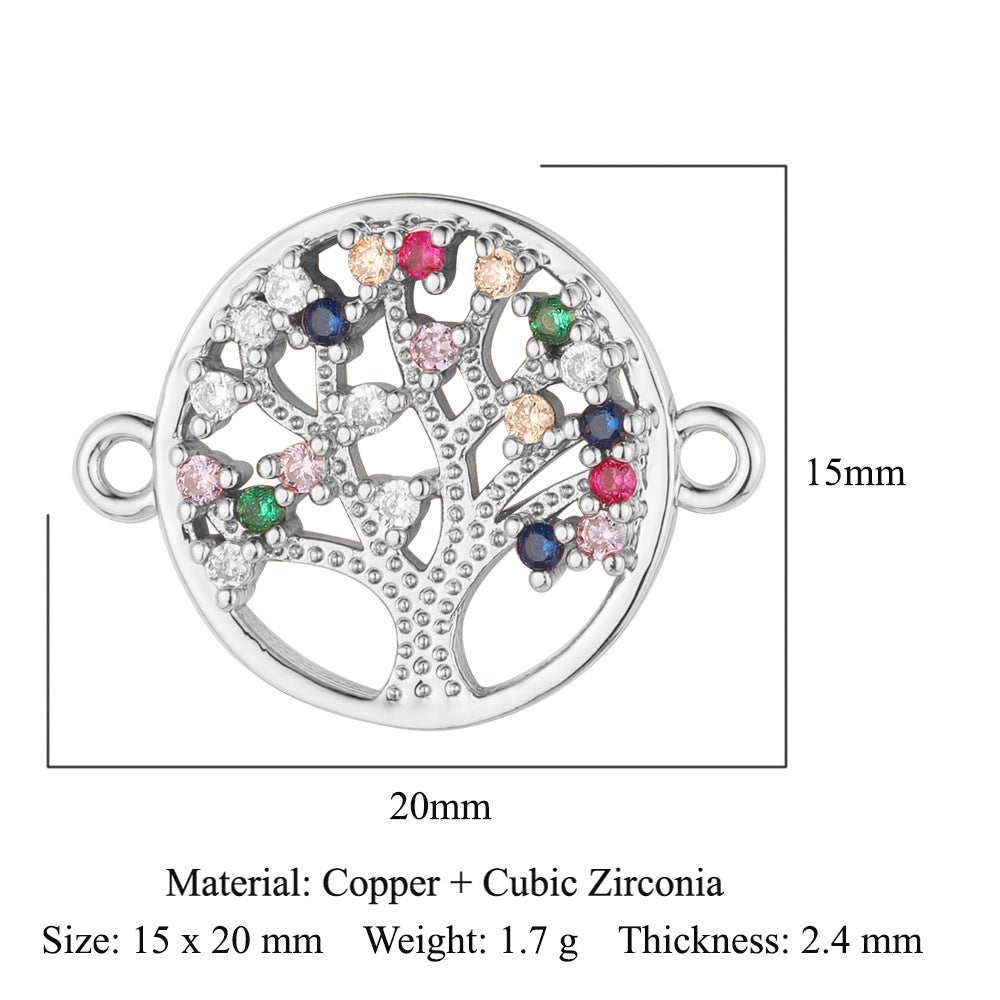 Cactus round zircon double hole copper accessories