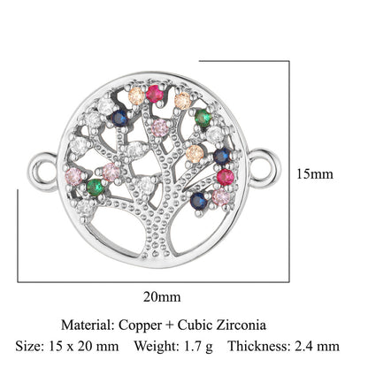 Cactus round zircon double hole copper accessories