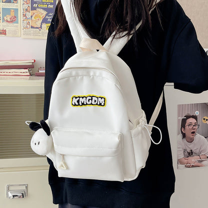 Simple solid color casual backpack campus school bag