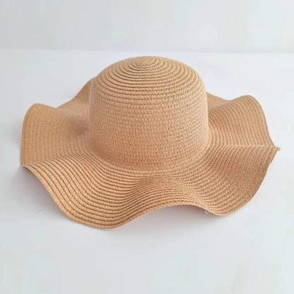 Sombrero de paja con borde ondulado para padre e hijo 