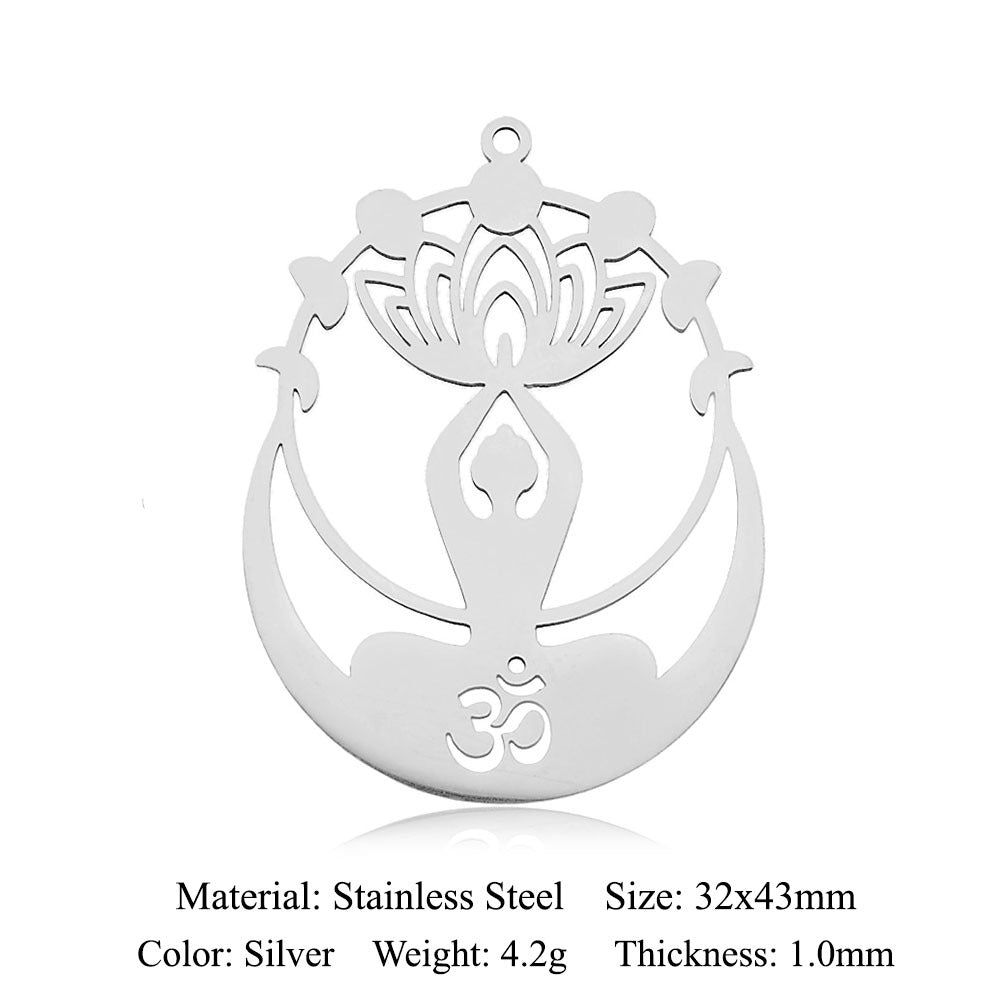 5 pcs/pack Lotus titanium steel pendant yoga pendant