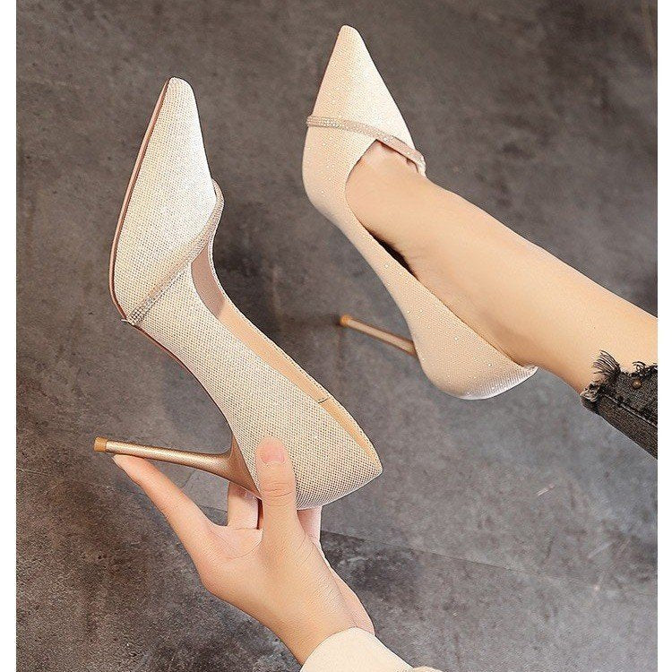 Rhinestone Satin Pointed Heels