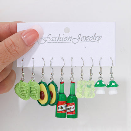 Colorful acrylic earrings set 5 pieces