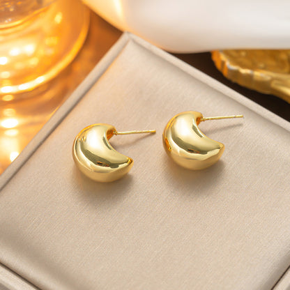 Minimalist 18K Gold Titanium Pea Earrings