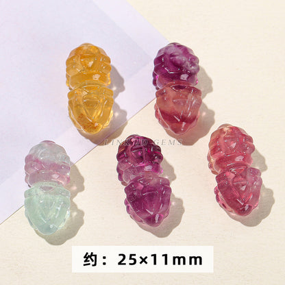 Natural color fluorite diamond pestle accessories crystal engraved pendant