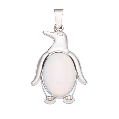 Colgante de cristal de piedras preciosas con incrustaciones de pingüino de aleación de ágata 