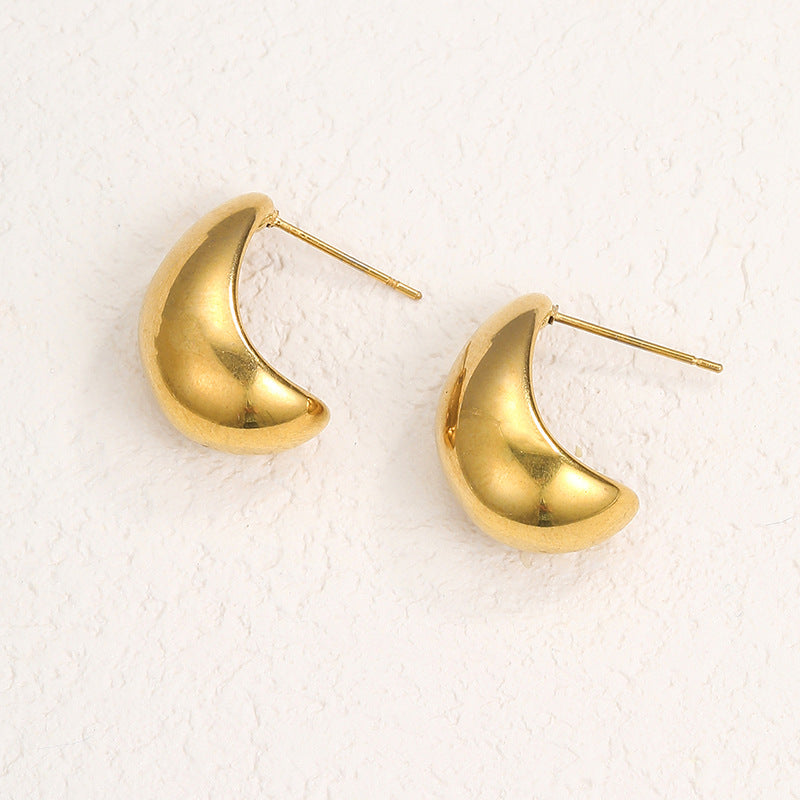 Geometric letter C earrings gold earrings