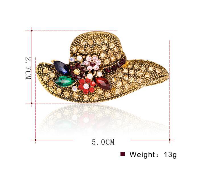 Diamond Sun Hat Ancient Gold Brooch