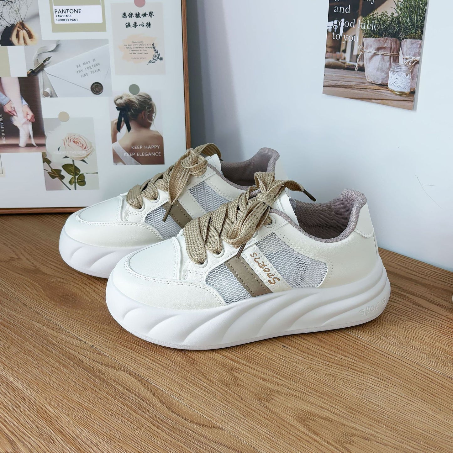 women's korean style white sneakers