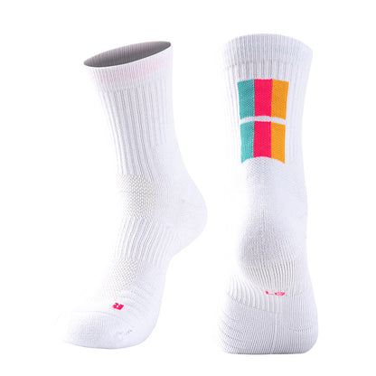 Adult Mid-Calf Gradient Basketball Socks Thick Sports Socks