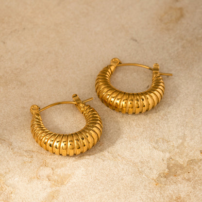 Screw Circle Croissant Earrings