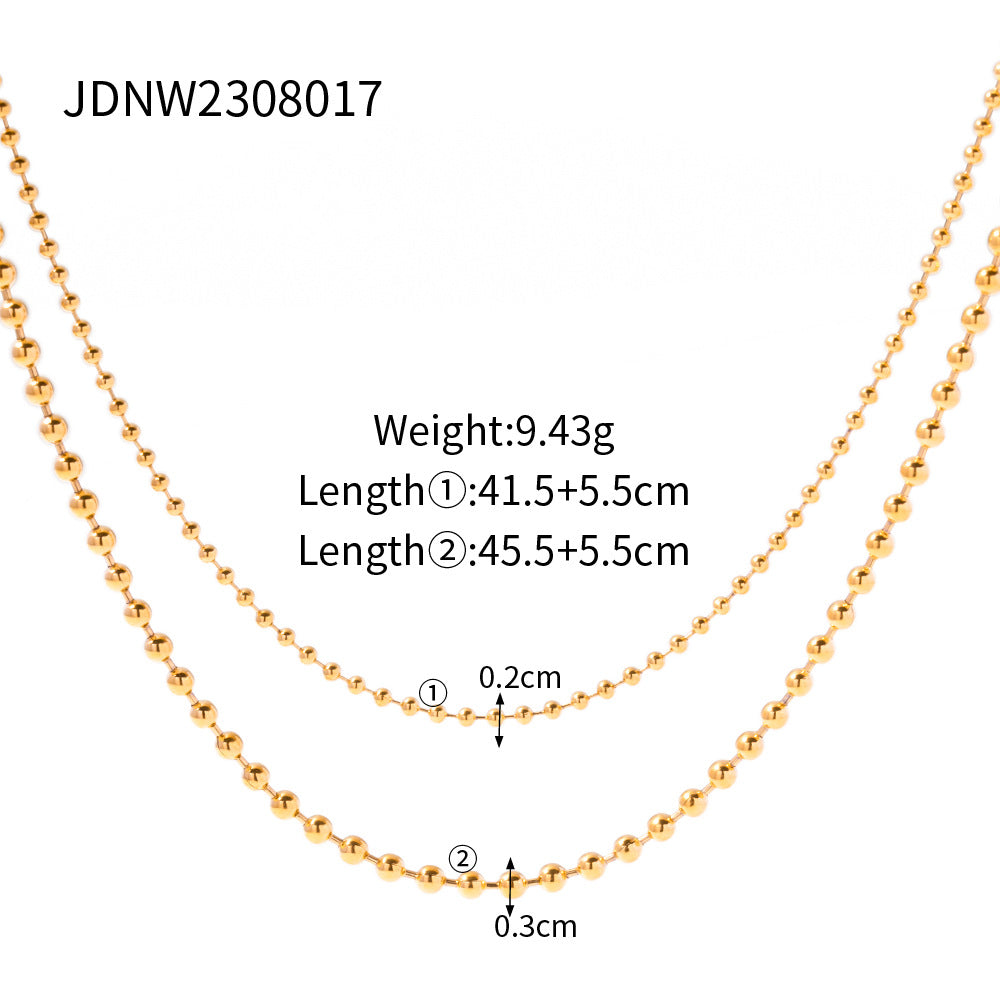 Double-layer necklace with large and small round beads