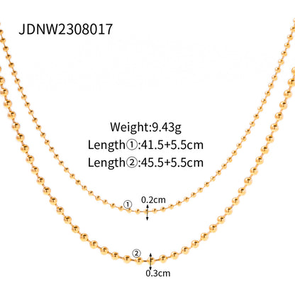 Double-layer necklace with large and small round beads