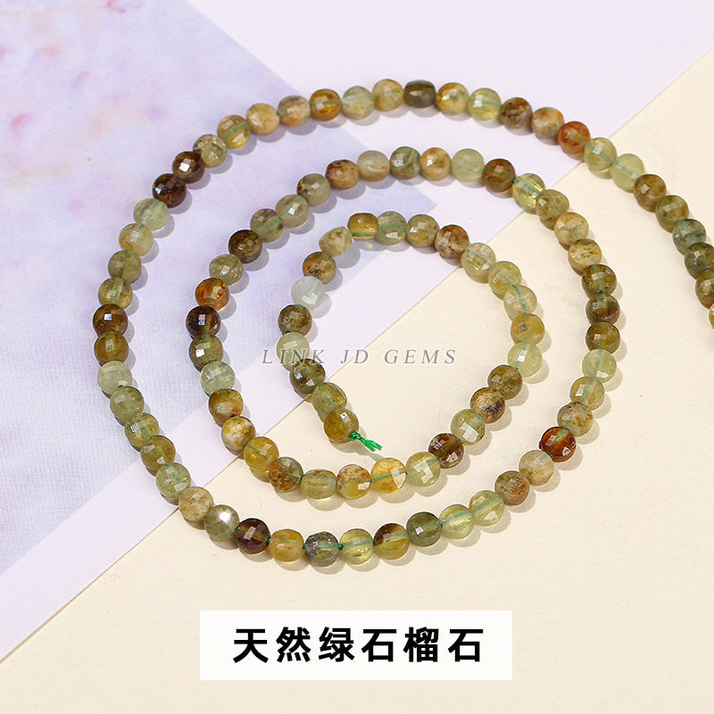 4Mm natural stone crystal cut round cake loose beads