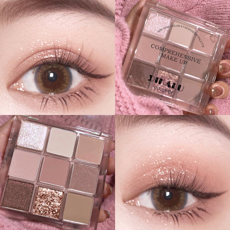 Paleta de sombras de ojos acrílicas transparentes de nueve colores 